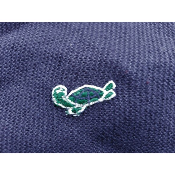 VTG CHALLENGER Men's Navy Blue Acrylic Turtle Logo Cardigan Size Large - Picture 7 of 8